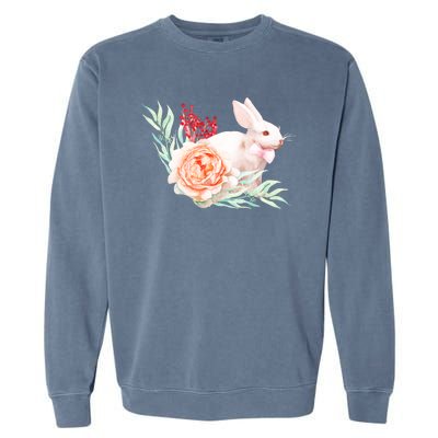 Easter Bunny Flower Spring Art Garment-Dyed Sweatshirt