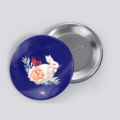 Easter Bunny Flower Spring Art Button