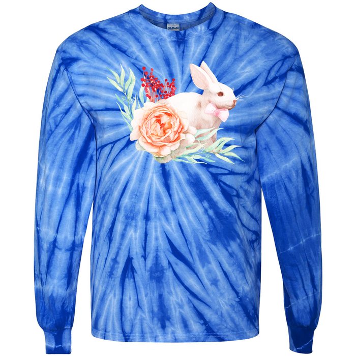 Easter Bunny Flower Spring Art Tie-Dye Long Sleeve Shirt