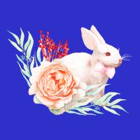 Easter Bunny Flower Spring Art Women's V-Neck T-Shirt