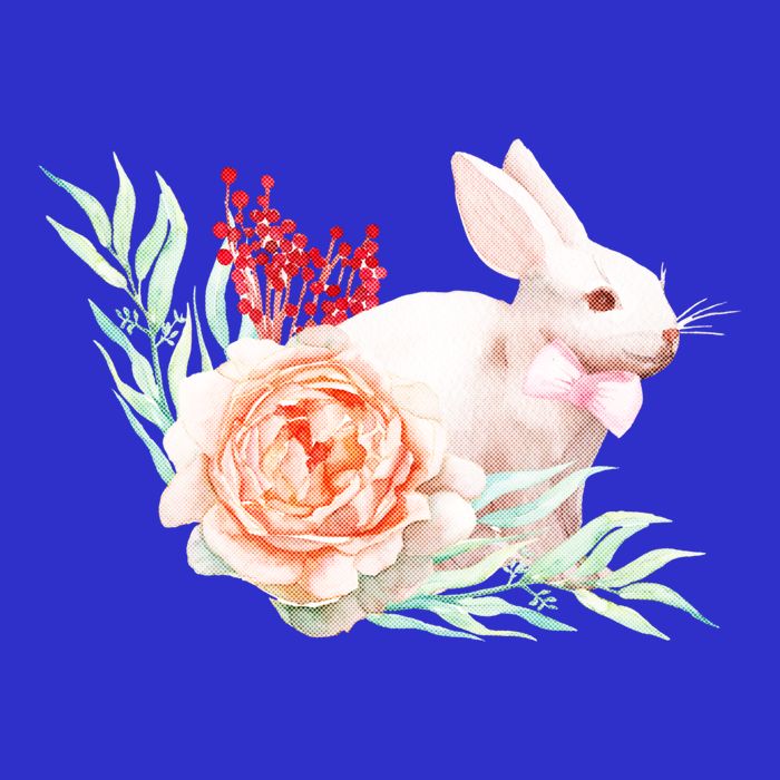 Easter Bunny Flower Spring Art Women's V-Neck T-Shirt
