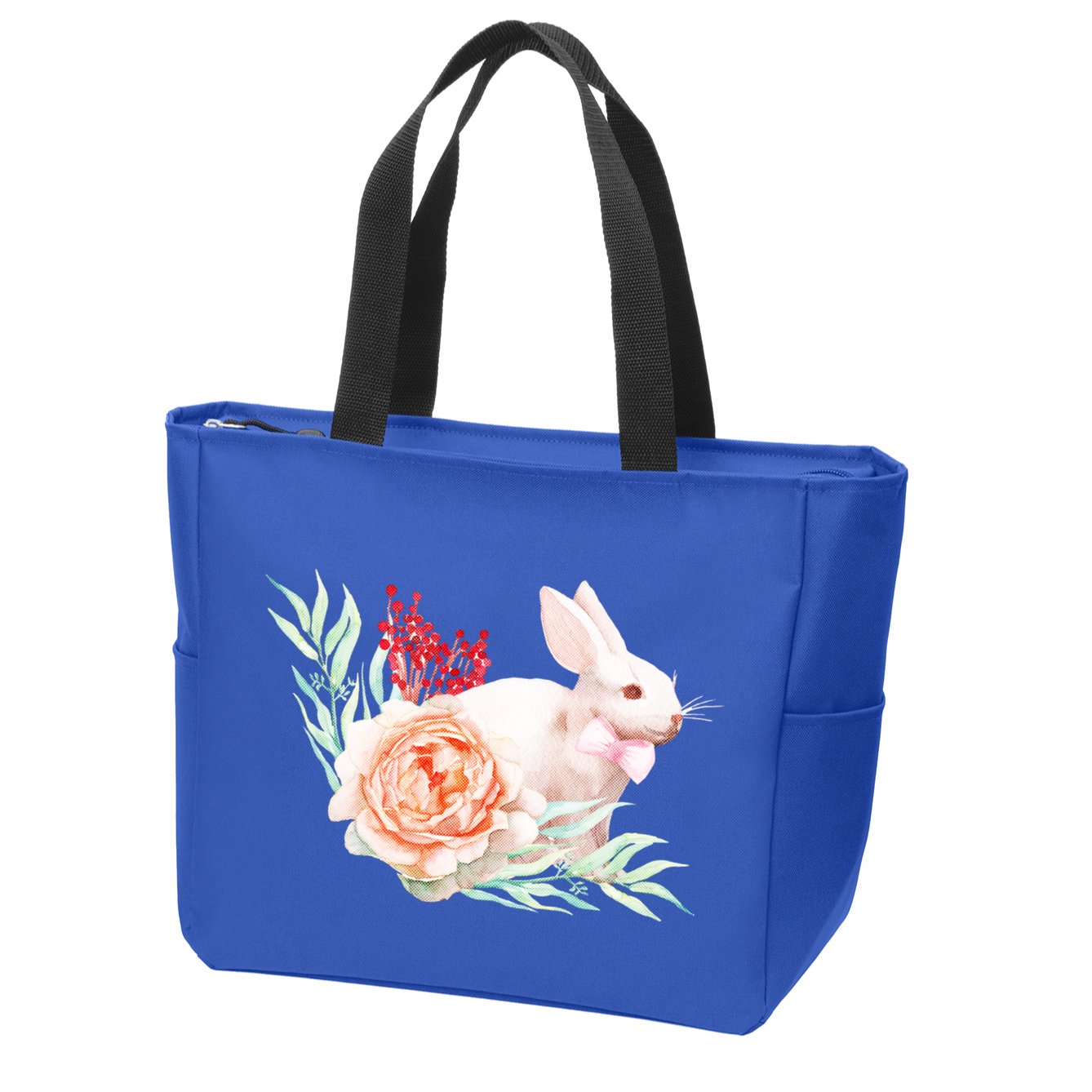 Easter Bunny Flower Spring Art Zip Tote Bag
