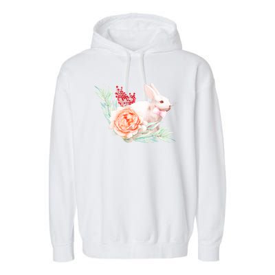 Easter Bunny Flower Spring Art Garment-Dyed Fleece Hoodie