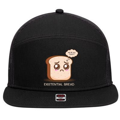 Existential Bread Funny Cute Kawaii Existential Dread 7 Panel Mesh Trucker Snapback Hat