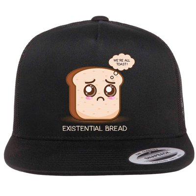 Existential Bread Funny Cute Kawaii Existential Dread Flat Bill Trucker Hat