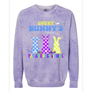 Every BunnyS Favorite Paraprofessional Groovy Easter Rabbit Colorblast Crewneck Sweatshirt