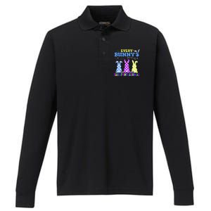 Every BunnyS Favorite Paraprofessional Groovy Easter Rabbit Performance Long Sleeve Polo