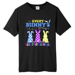 Every BunnyS Favorite Paraprofessional Groovy Easter Rabbit Tall Fusion ChromaSoft Performance T-Shirt