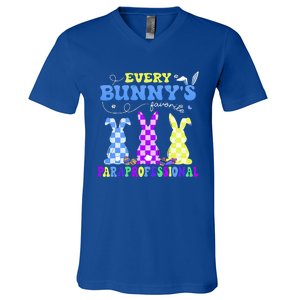 Every BunnyS Favorite Paraprofessional Groovy Easter Rabbit V-Neck T-Shirt