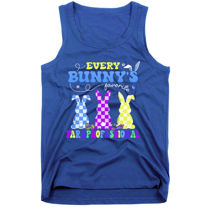 Every BunnyS Favorite Paraprofessional Groovy Easter Rabbit Tank Top