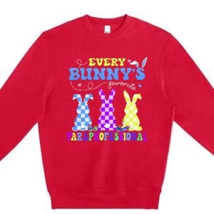 Every BunnyS Favorite Paraprofessional Groovy Easter Rabbit Premium Crewneck Sweatshirt