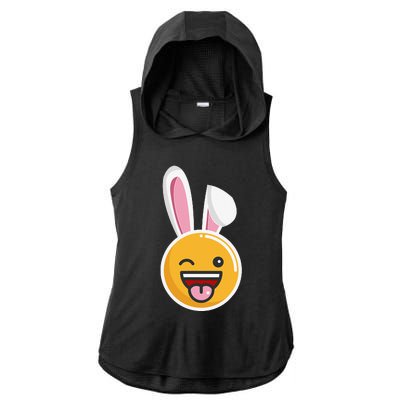 Easter Bunny Funny Egg Ears N Nose Tongue Out Cute Ladies PosiCharge Tri-Blend Wicking Draft Hoodie Tank