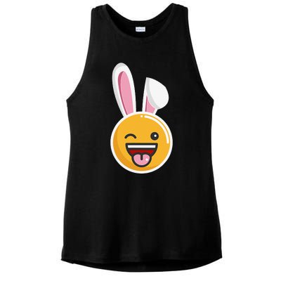 Easter Bunny Funny Egg Ears N Nose Tongue Out Cute Ladies PosiCharge Tri-Blend Wicking Tank