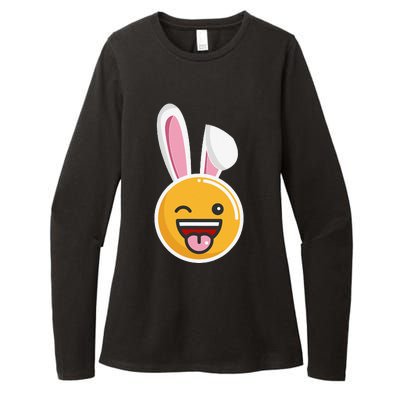 Easter Bunny Funny Egg Ears N Nose Tongue Out Cute Womens CVC Long Sleeve Shirt