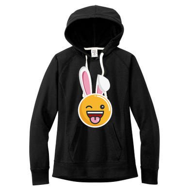 Easter Bunny Funny Egg Ears N Nose Tongue Out Cute Women's Fleece Hoodie