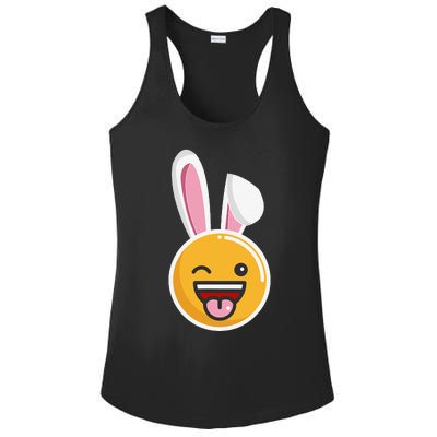 Easter Bunny Funny Egg Ears N Nose Tongue Out Cute Ladies PosiCharge Competitor Racerback Tank