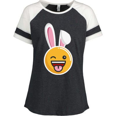 Easter Bunny Funny Egg Ears N Nose Tongue Out Cute Enza Ladies Jersey Colorblock Tee