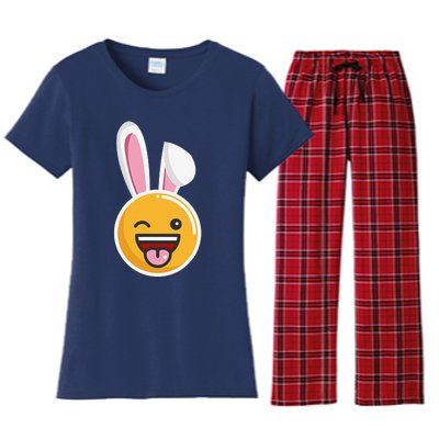 Easter Bunny Funny Egg Ears N Nose Tongue Out Cute Women's Flannel Pajama Set