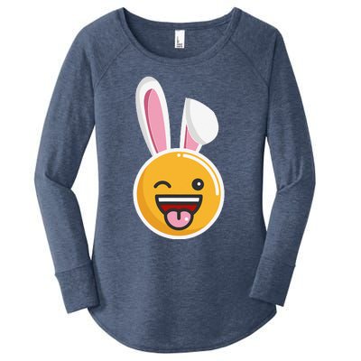 Easter Bunny Funny Egg Ears N Nose Tongue Out Cute Women's Perfect Tri Tunic Long Sleeve Shirt