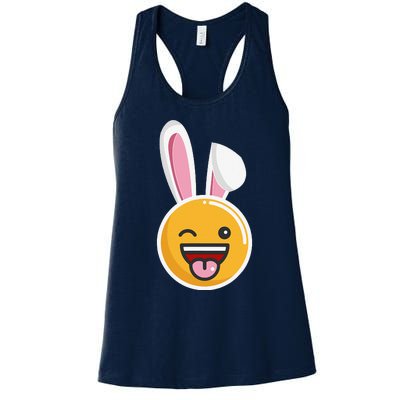 Easter Bunny Funny Egg Ears N Nose Tongue Out Cute Women's Racerback Tank