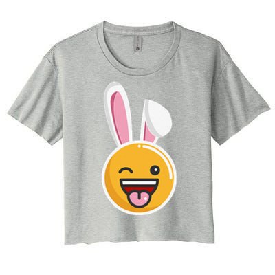 Easter Bunny Funny Egg Ears N Nose Tongue Out Cute Women's Crop Top Tee