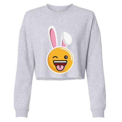 Easter Bunny Funny Egg Ears N Nose Tongue Out Cute Cropped Pullover Crew