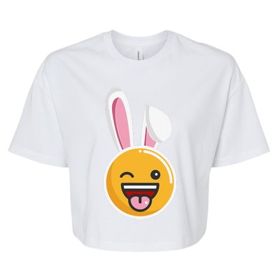 Easter Bunny Funny Egg Ears N Nose Tongue Out Cute Bella+Canvas Jersey Crop Tee