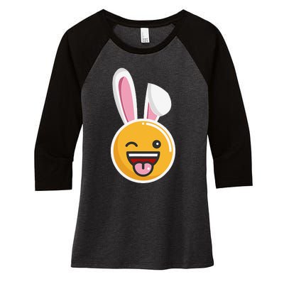 Easter Bunny Funny Egg Ears N Nose Tongue Out Cute Women's Tri-Blend 3/4-Sleeve Raglan Shirt