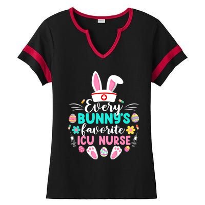 Every Bunnys Favorite Icu Nurse Funny Gift Funny Easter Day Funny Gift Ladies Halftime Notch Neck Tee