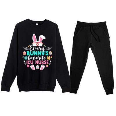 Every Bunnys Favorite Icu Nurse Funny Gift Funny Easter Day Funny Gift Premium Crewneck Sweatsuit Set