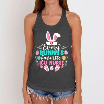 Every Bunnys Favorite Icu Nurse Funny Gift Funny Easter Day Funny Gift Women's Knotted Racerback Tank