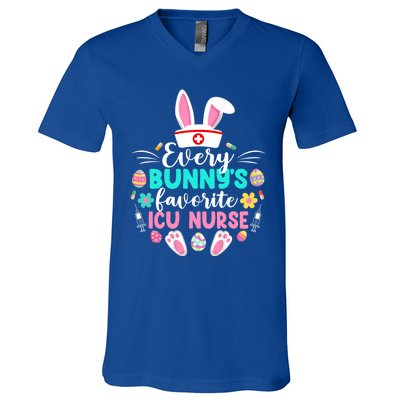 Every Bunnys Favorite Icu Nurse Funny Gift Funny Easter Day Funny Gift V-Neck T-Shirt