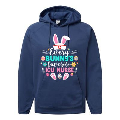 Every Bunnys Favorite Icu Nurse Funny Gift Funny Easter Day Funny Gift Performance Fleece Hoodie