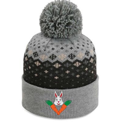 Easter Bunny Face With Carrots Gift The Baniff Cuffed Pom Beanie