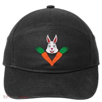 Easter Bunny Face With Carrots Gift 7-Panel Snapback Hat