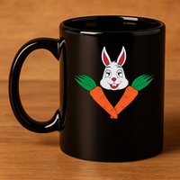 Easter Bunny Face With Carrots Gift 11oz C Handle Ceramic Mug
