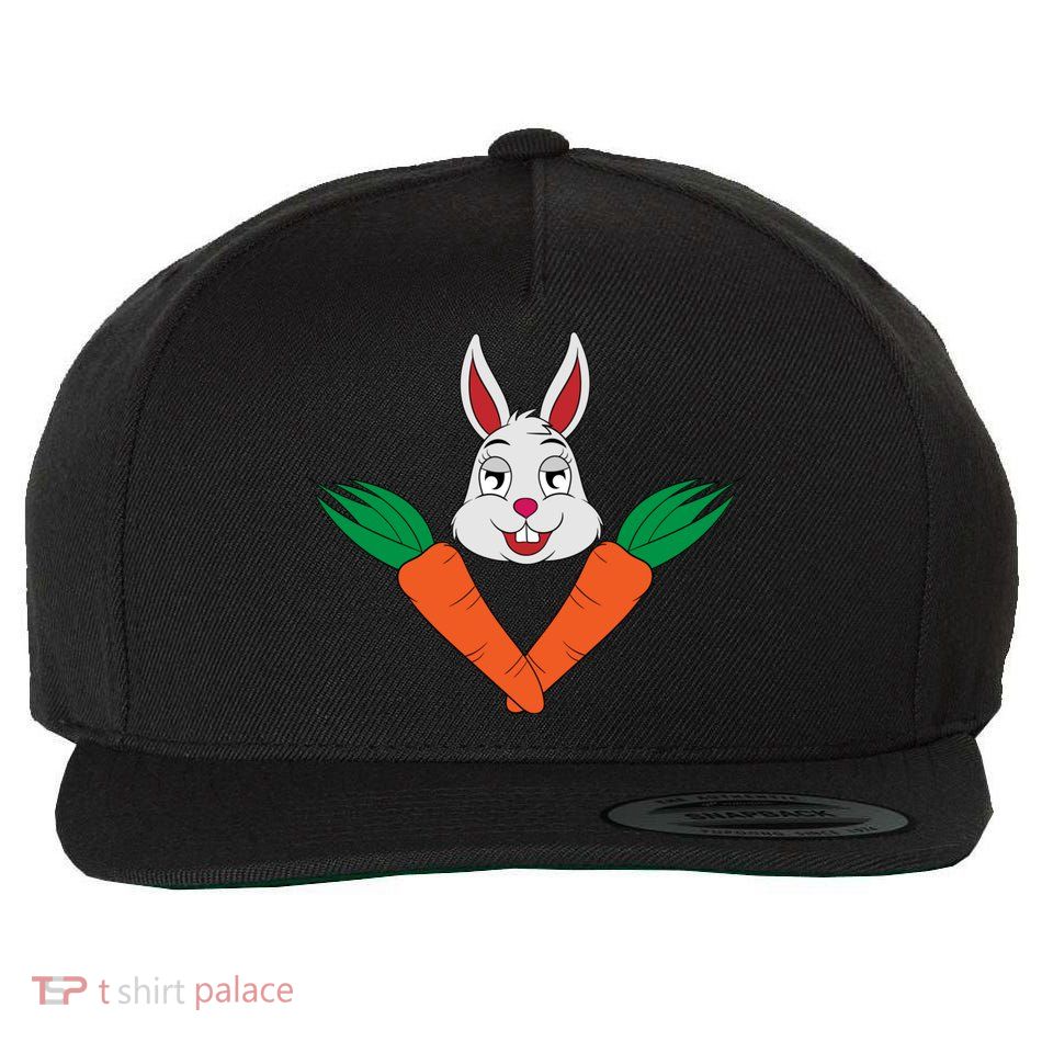 Easter Bunny Face With Carrots Gift Wool Snapback Cap
