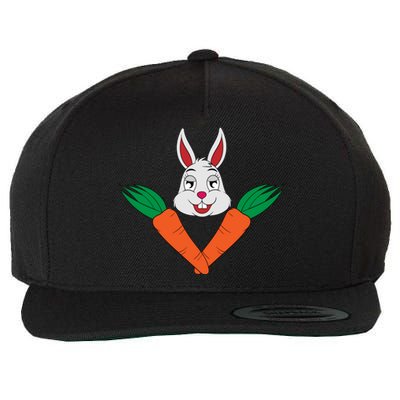 Easter Bunny Face With Carrots Gift Wool Snapback Cap