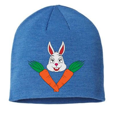 Easter Bunny Face With Carrots Gift Sustainable Beanie