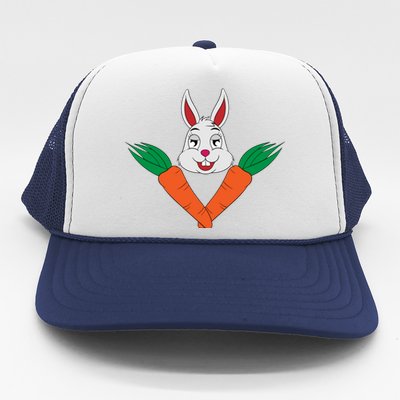 Easter Bunny Face With Carrots Gift Trucker Hat