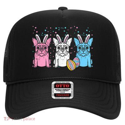 Easter Bunny French Bulldogs Frenchie Dogs High Crown Mesh Back Trucker Hat