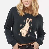 Easter Bunny Funny Twerk Cropped Pullover Crew