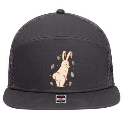 Easter Bunny Funny Twerk 7 Panel Mesh Trucker Snapback Hat