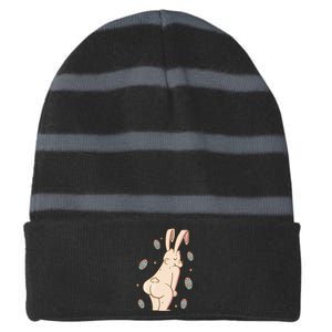 Easter Bunny Funny Twerk Striped Beanie with Solid Band