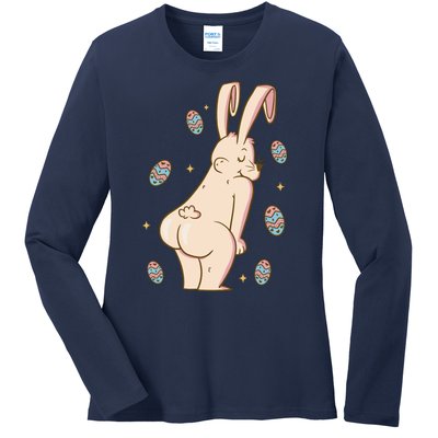 Easter Bunny Funny Twerk Ladies Long Sleeve Shirt