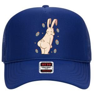 Easter Bunny Funny Twerk High Crown Mesh Back Trucker Hat