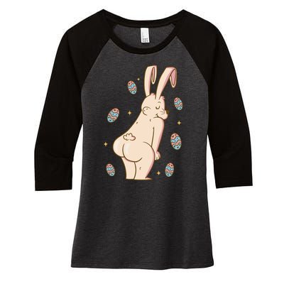 Easter Bunny Funny Twerk Women's Tri-Blend 3/4-Sleeve Raglan Shirt