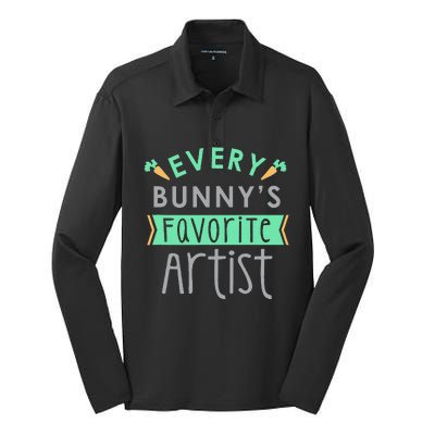 Every Bunny's Favorite Artist, Cute Easter Gift Silk Touch Performance Long Sleeve Polo