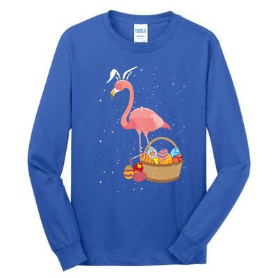 Easter Basket Flamingo Funny Egg Hunter Pink Bird Lover Gift Tall Long Sleeve T-Shirt