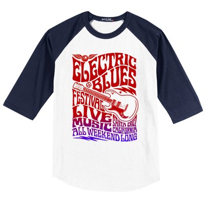 Electric Blues Festival Live Music Santa Cruz California Baseball Sleeve Shirt